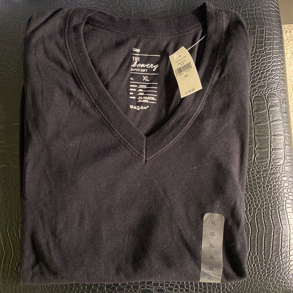 Gap The Bowery super soft v neck long sleeve shirt, xl, nwt, black